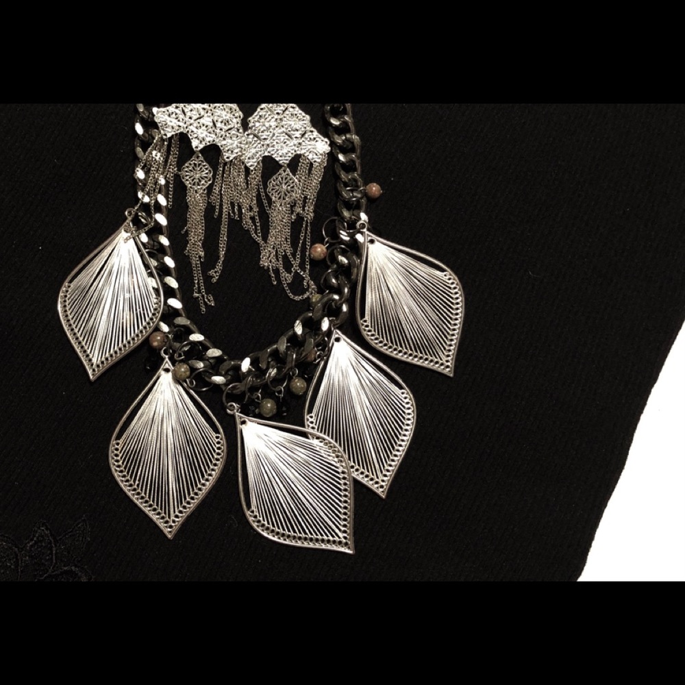 Necklace, earrings